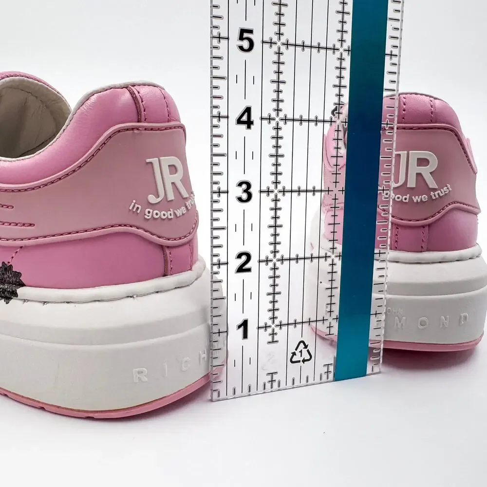 John Richmond JRCH Pink Dragon Print Leather Low Top Sneakers Women’s